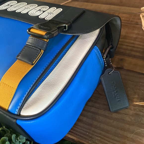 Coach Track Crossbody In ColorBlock with Coach Branding on Front Flap - Picture 5 of 16
